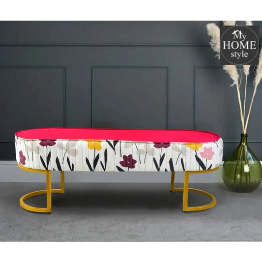 Luxury Wooden stool 3 Seater Printed With Steel Stand - 1174 - myhomestyle.pk