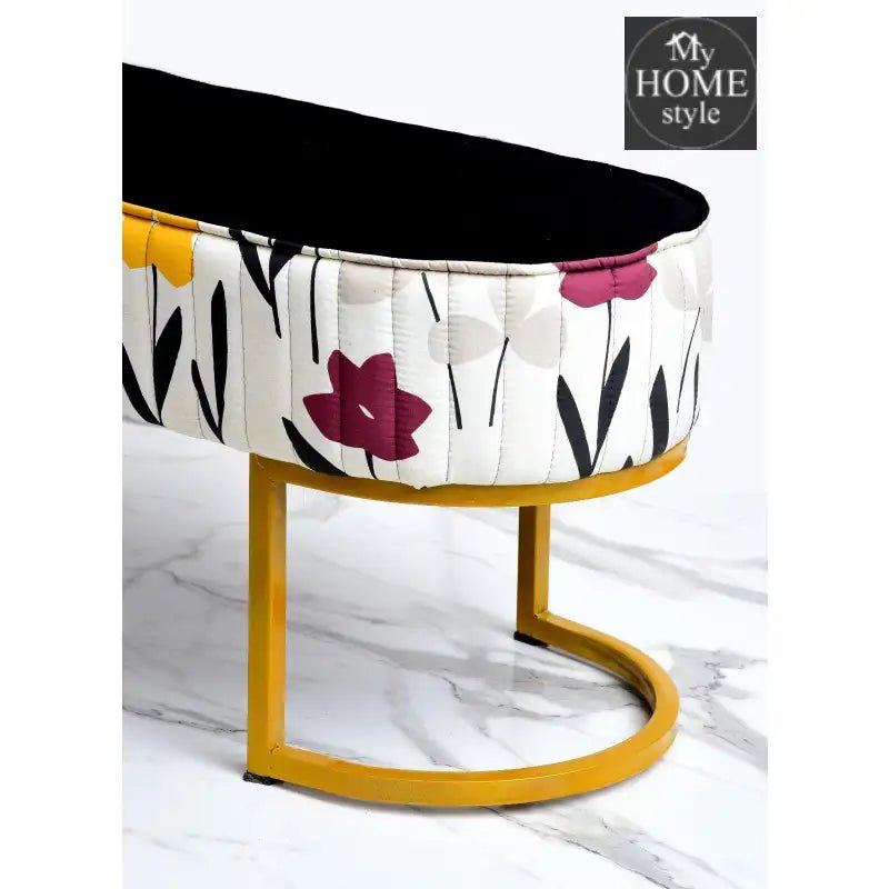Luxury Wooden stool 3 Seater Printed With Steel Stand - 1175 - myhomestyle.pk