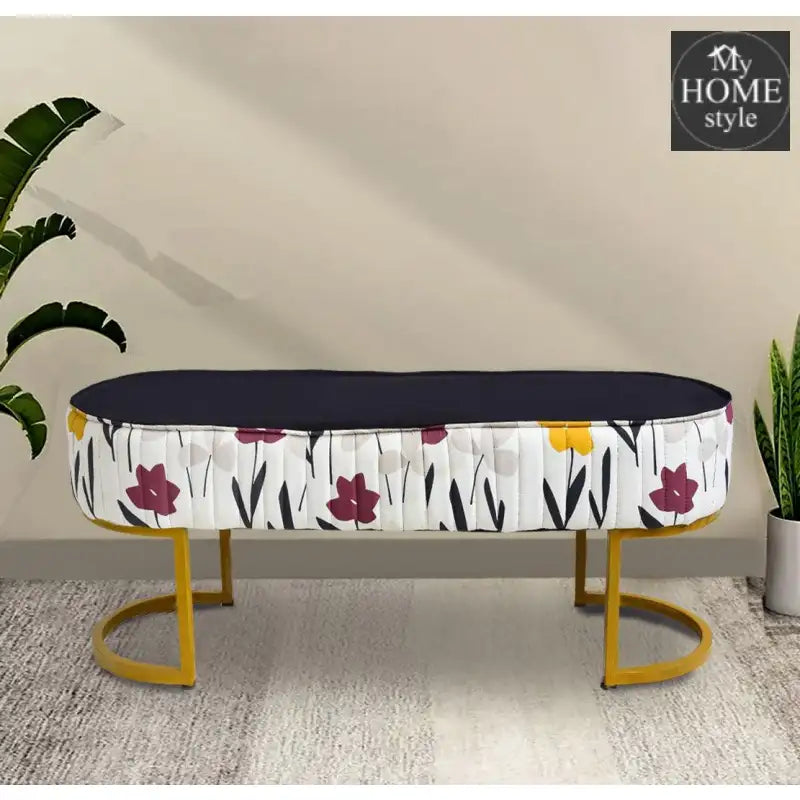 Luxury Wooden stool 3 Seater Printed With Steel Stand -1175 - myhomestyle.pk