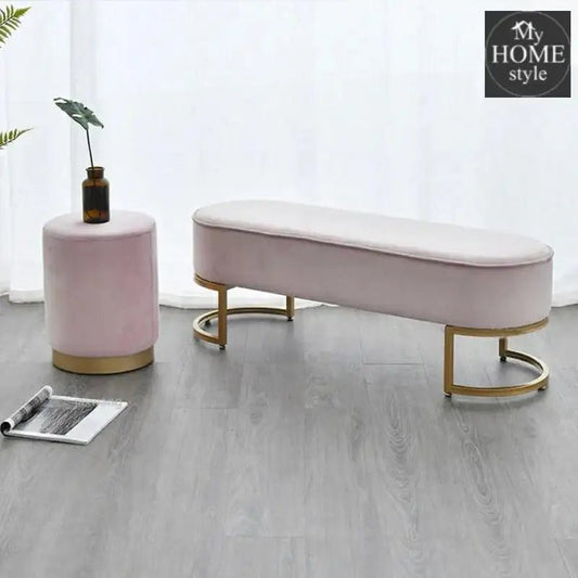 Luxury Wooden stool 3 Seater With Steel Stand - 1190 - myhomestyle.pk