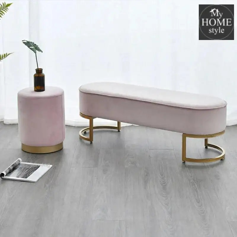 Luxury Wooden stool 3 Seater With Steel Stand -1190 - myhomestyle.pk