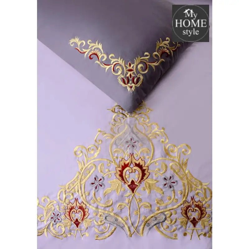 Mariana Centered Embroidered Motif Duvet Cover Set Light Purple - myhomestyle.pk