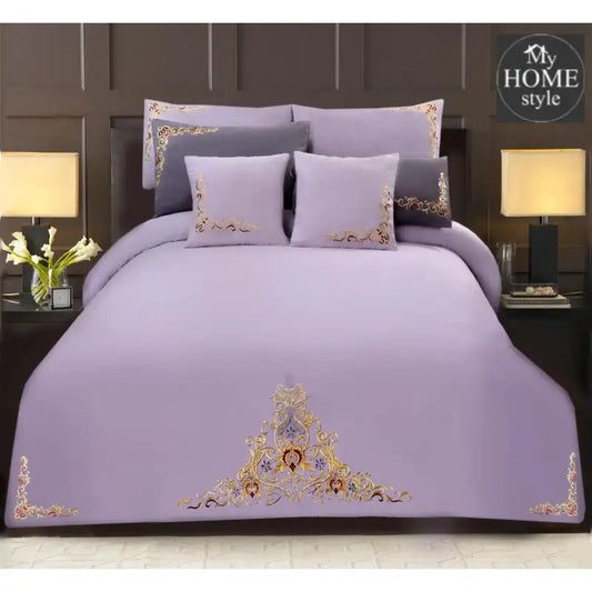 Mariana Centered Embroidered Motif Duvet Cover Set Light Purple - myhomestyle.pk