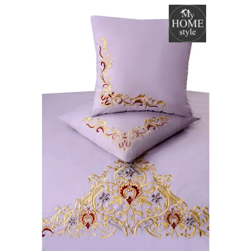 Mariana Centered Embroidered Motif Duvet Cover Set Light Purple - myhomestyle.pk