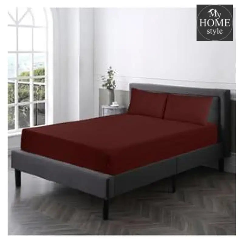 Maroon- Fitted Sheet - myhomestyle.pk
