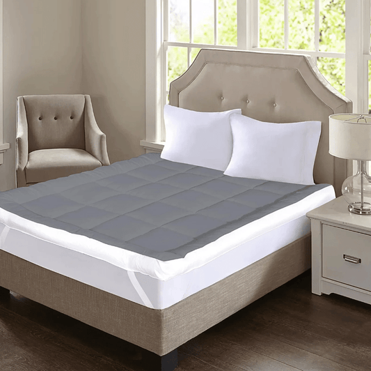 Mattress Topper Cozy & Snug - Front Reverse White & Grey - myhomestyle.pk