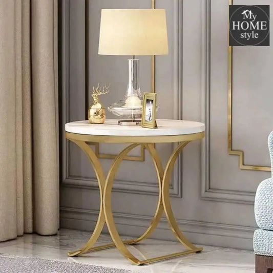 Modern Luxurious Round White Stone Side Table - 852 - myhomestyle.pk