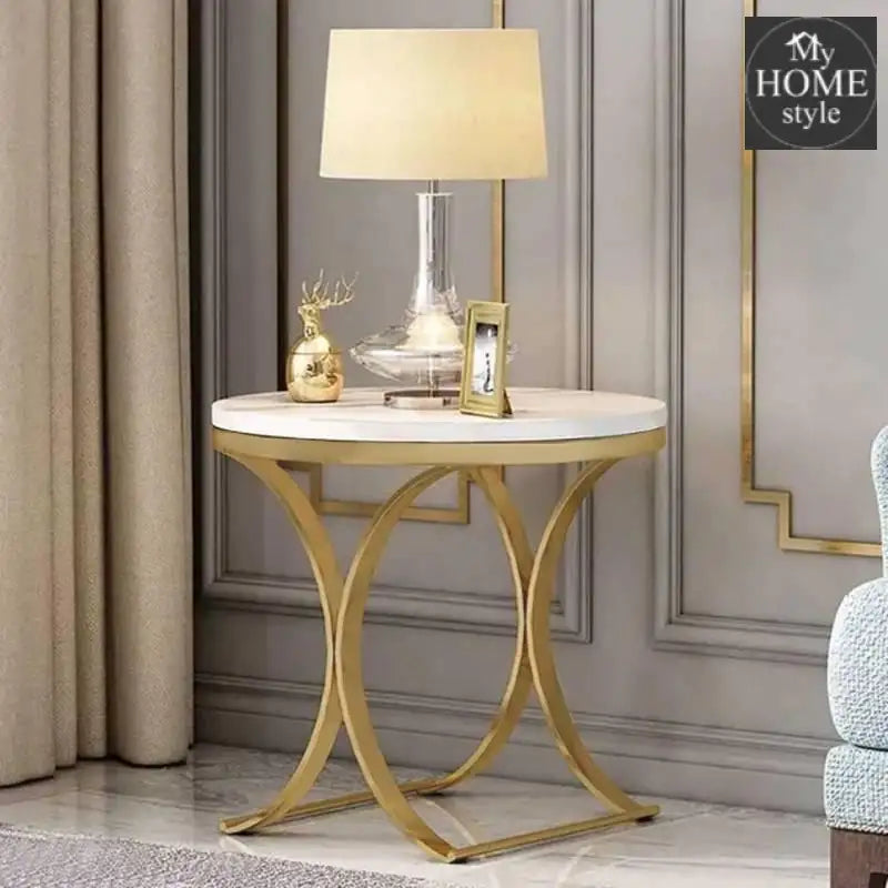 Modern Luxurious Round White Stone Side Table -852 - myhomestyle.pk