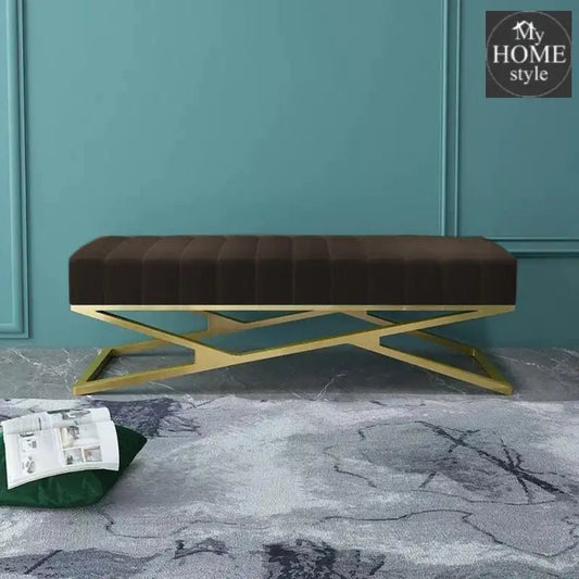 Modern Velvet Upholstered Ottoman Bench in Gold - 789 - myhomestyle.pk