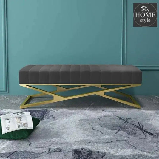 Modern Velvet Upholstered Ottoman Bench in Gold - 790 - myhomestyle.pk