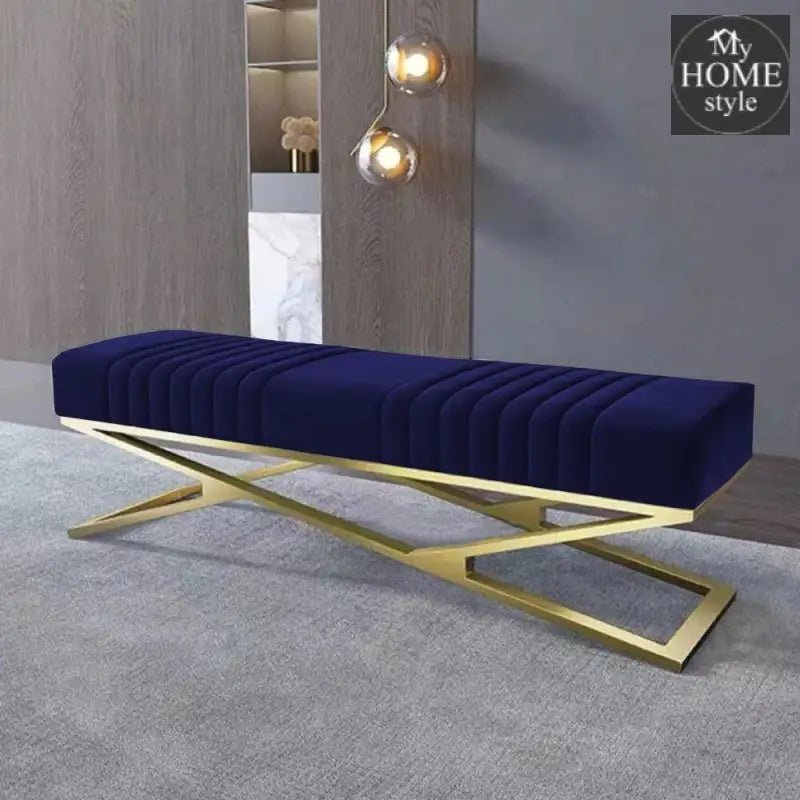 Modern Velvet Upholstered Ottoman Bench in Gold - 798 - myhomestyle.pk