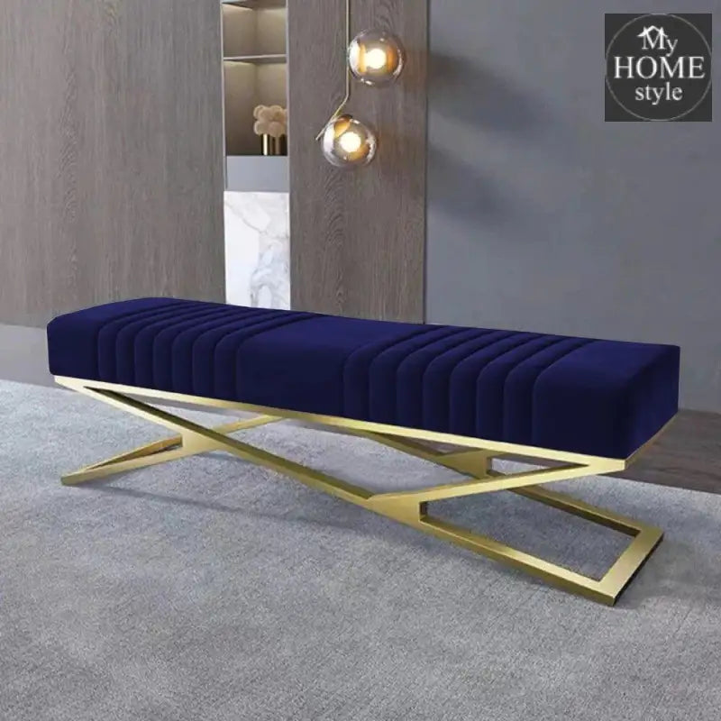 Modern Velvet Upholstered Ottoman Bench in Gold -798 - myhomestyle.pk