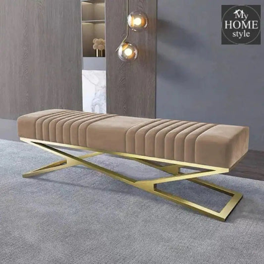 Modern Velvet Upholstered Ottoman Bench in Gold - 799 - myhomestyle.pk