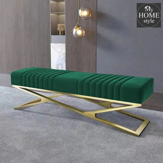 Modern Velvet Upholstered Ottoman Bench in Gold -800 - myhomestyle.pk