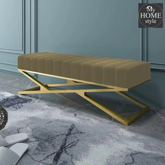 Modern Velvet Upholstered Ottoman Bench in Gold - 807 - myhomestyle.pk