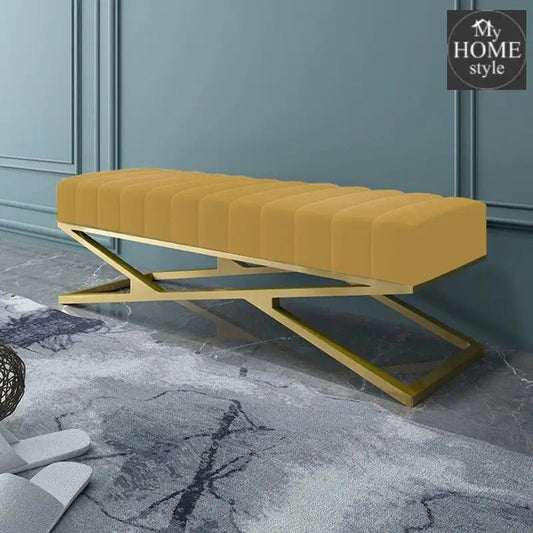 Modern Velvet Upholstered Ottoman Bench in Gold - 810 - myhomestyle.pk