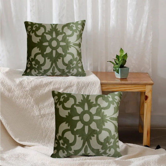 Pack of 2 Luxury Velvet Cushion covers with Motif - 1214 - myhomestyle.pk