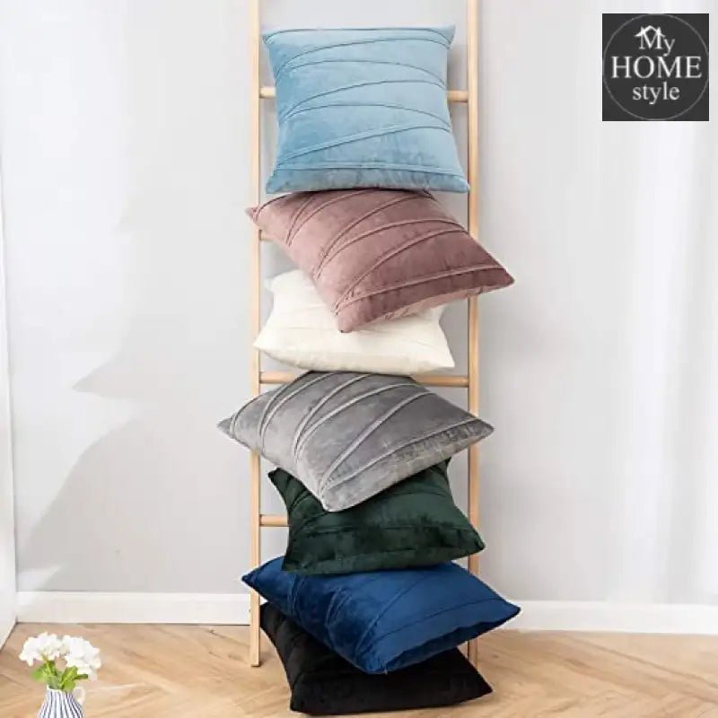 PACK OF 2 VELVET DECORATIVE SQUARE CUSHION - GREY - myhomestyle.pk