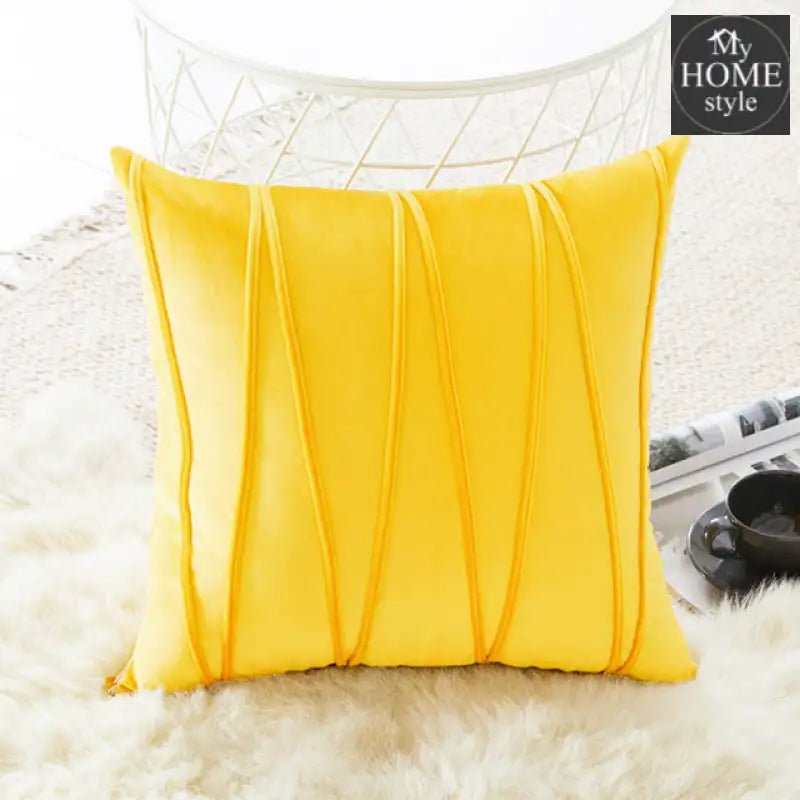 PACK OF 2 VELVET DECORATIVE SQUARE CUSHION - YELLOW - myhomestyle.pk