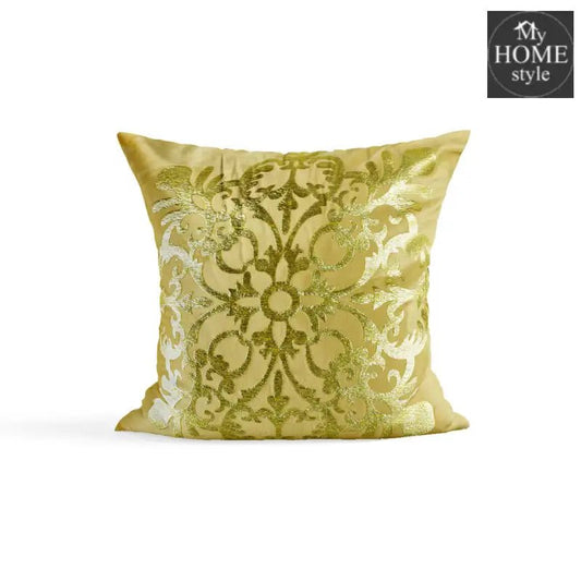 PACK OF 2 VELVET GOLDEN CUSHION COVER WITH GOLDEN MOTIF - myhomestyle.pk