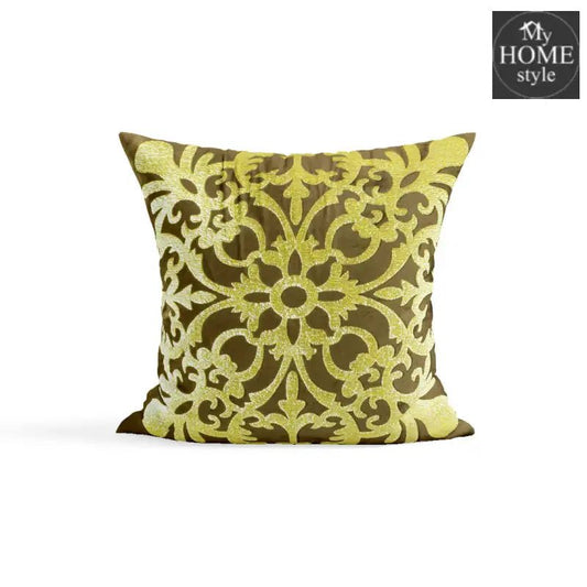 PACK OF 2 VELVET LIGHT BROWN CUSHION COVER WITH GOLDEN MOTIF - myhomestyle.pk