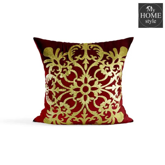 PACK OF 2 VELVET MAROON CUSHION COVER WITH GOLDEN MOTIF - myhomestyle.pk