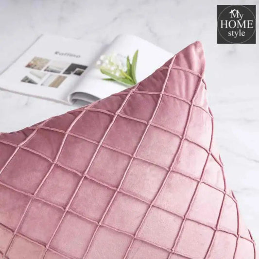 PACK OF 2 VELVET PLEATED SQUARE CUSHION - PINK - myhomestyle.pk