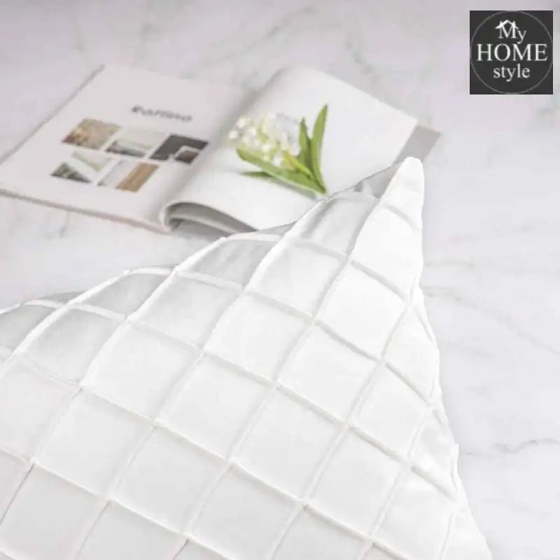 PACK OF 2 VELVET PLEATED SQUARE CUSHION - WHITE - myhomestyle.pk