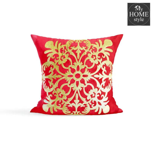 PACK OF 2 VELVET SHOCKING PINK CUSHION COVER WITH GOLDEN MOTIF - myhomestyle.pk