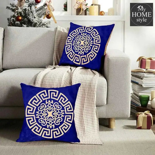 PAIR OF BLUE VELVET CUSHIONS - myhomestyle.pk