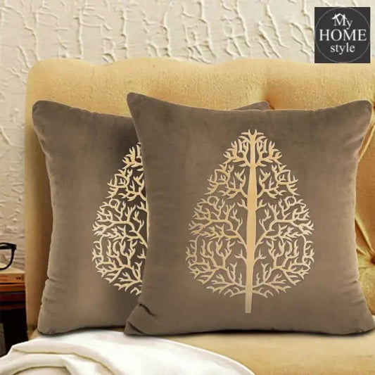 PAIR OF LUXURY CUSHION COVER BROWN - myhomestyle.pk