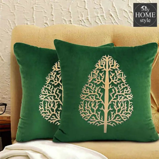 PAIR OF LUXURY CUSHION COVER GREEN - myhomestyle.pk