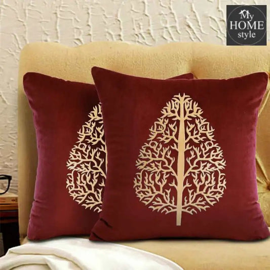 PAIR OF LUXURY CUSHION COVER MAROON - myhomestyle.pk