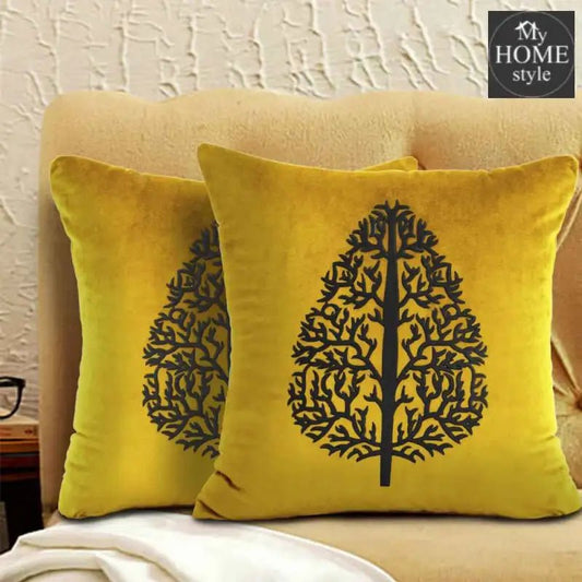 PAIR OF LUXURY CUSHION COVER YELLOW - myhomestyle.pk