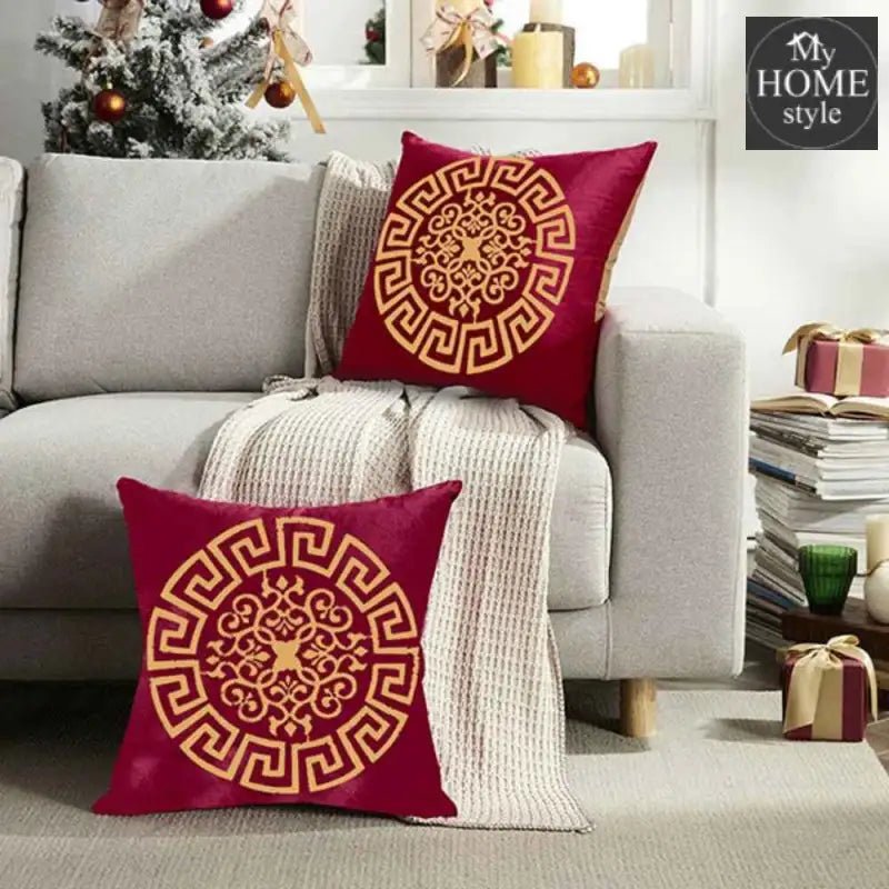 PAIR OF RED VELVET CUSHIONS - myhomestyle.pk