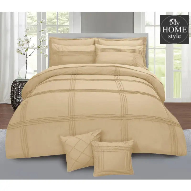Pleated Duvet Set 8 pieces in Beige Color - myhomestyle.pk