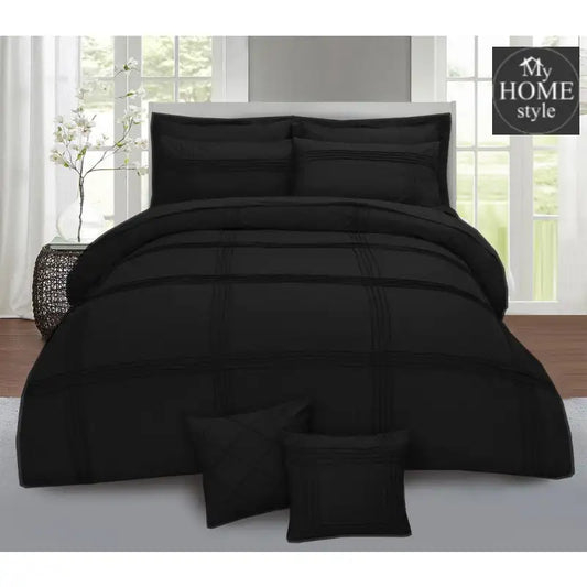 Pleated Duvet Set 8 pieces in Black Color - myhomestyle.pk