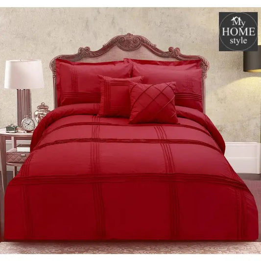 Pleated Duvet Set 8 pieces in Maroon Color - myhomestyle.pk