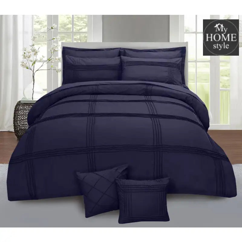 Pleated Duvet Set 8 pieces in Navy Blue Color - myhomestyle.pk