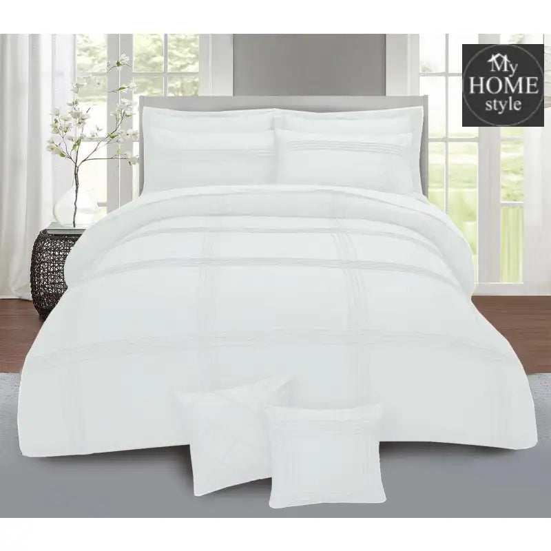 Pleated Duvet Set 8 pieces in White Color - myhomestyle.pk