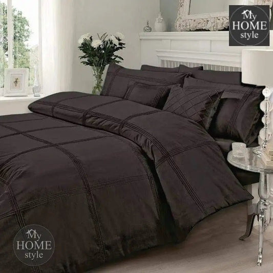 Pleated Duvet Set charcola grey Color - myhomestyle.pk