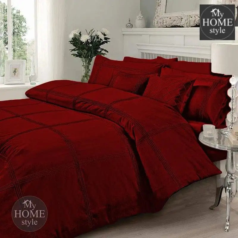 Pleated Duvet Set in Maroon Color - myhomestyle.pk
