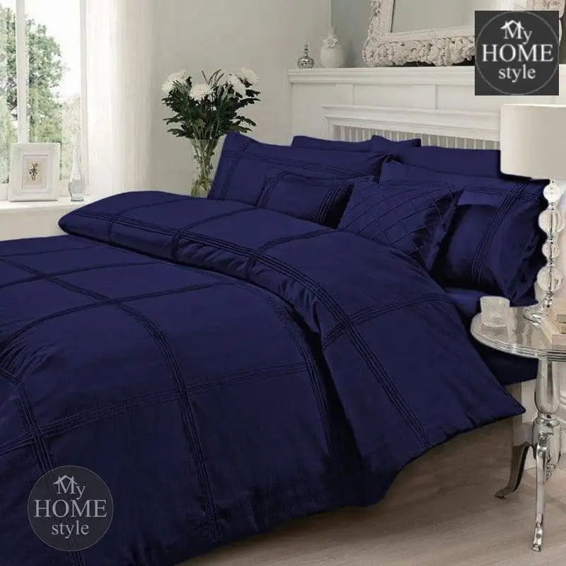 Pleated Duvet Set in Navy Blue Color - myhomestyle.pk