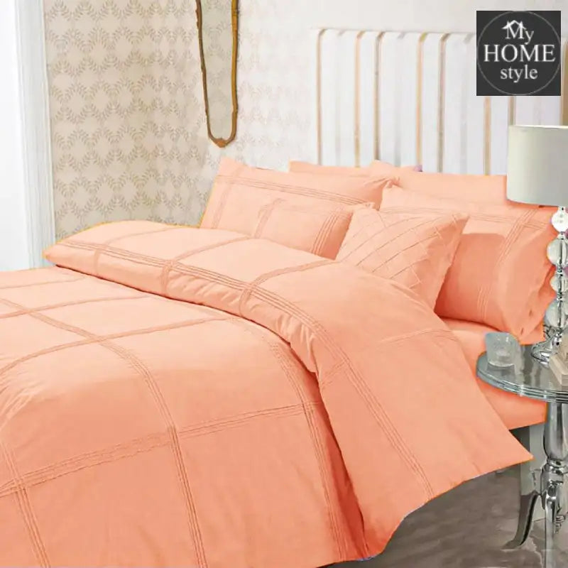 Pleated Duvet Set in Peach Color - myhomestyle.pk
