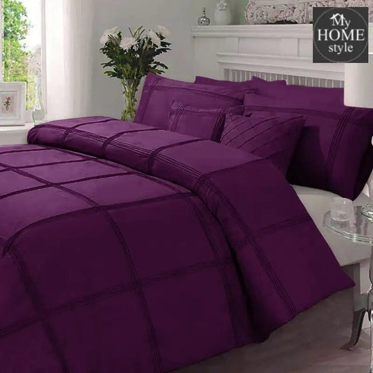 Pleated Duvet Set In Purple - myhomestyle.pk