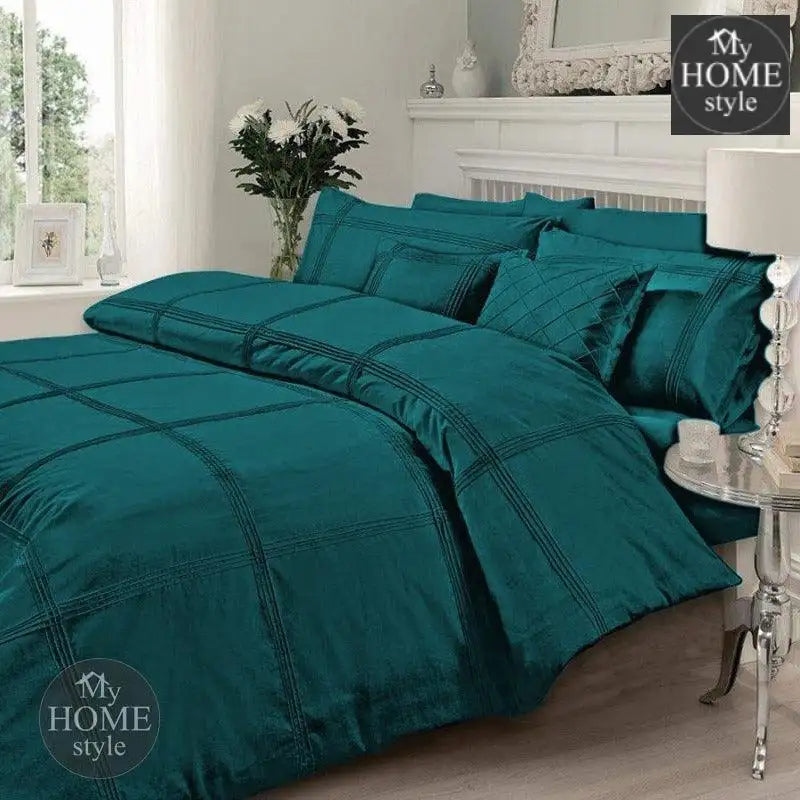 Pleated Duvet Set in Teal Color - myhomestyle.pk