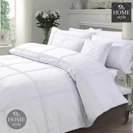 Pleated Duvet Set in White Color - myhomestyle.pk