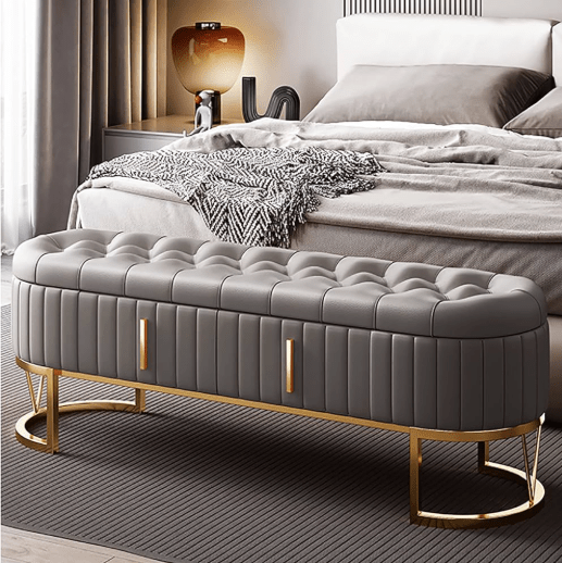 Premium Storage Leather End of Bed Bench Bedroom Bench with Drawers - 1556 - myhomestyle.pk