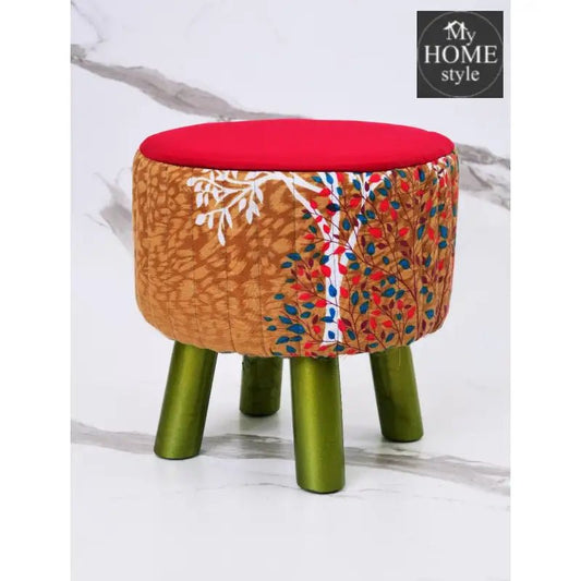 Printed Wooden stool round shape - 1124 - myhomestyle.pk