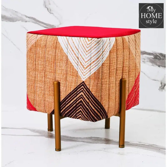 Printed Wooden stool Square shape With Steel Stand - 1122 - myhomestyle.pk